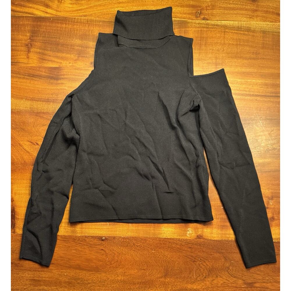 White House Black Market Cold Shoulder Long Sleeve Turtleneck Knit Shirt Sz M